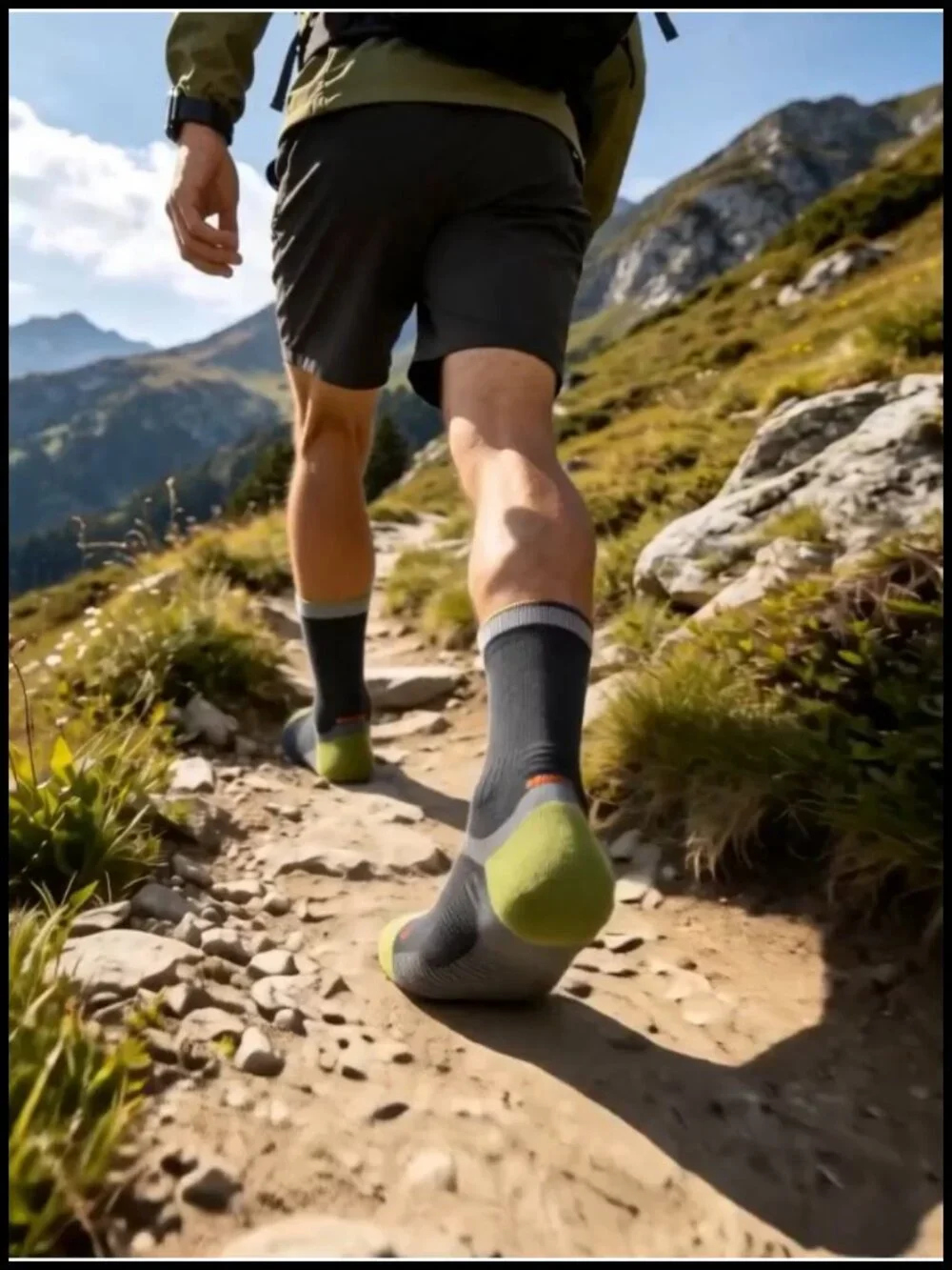 Men's Lightweight Merino Wool Hiking Socks, Anti-Blister with COOLMAX, 2 Pack